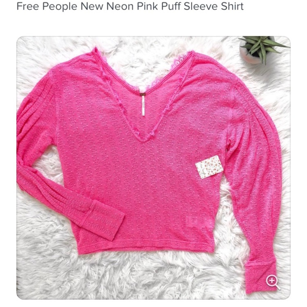 Free People Wild Bloom shirt- lace neckline, puff